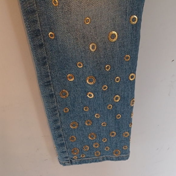 Michael Kors Blue Gold Ankle Cropped Jeans, 12/14 - Picture 4 of 7